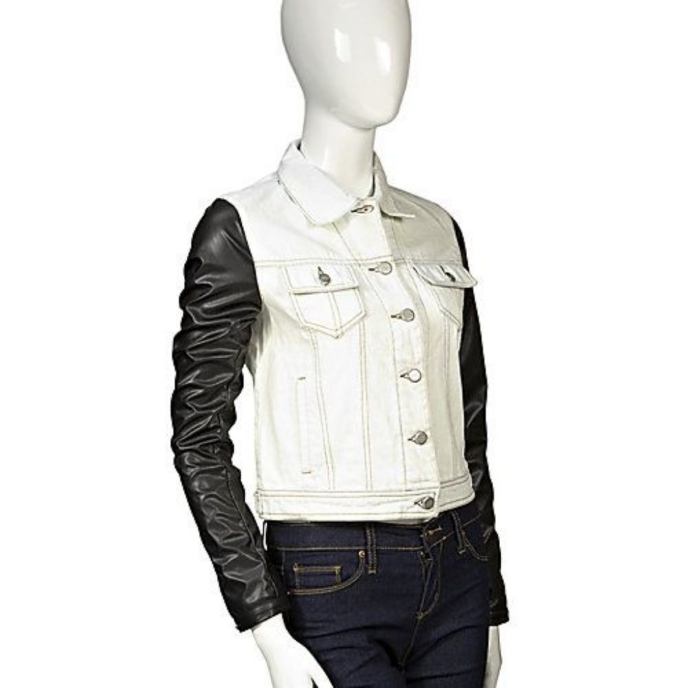 STEVE MADDEN Jean/Faux Leather Jacket Size M